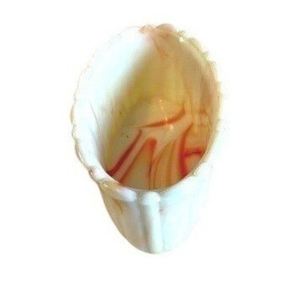 Vintage Akro Agate Marbled Glass Dish With Scalloped Rim. - Picture 3 of 9